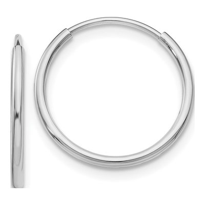14K White Gold 16mm Endless Tube Hoop Earrings