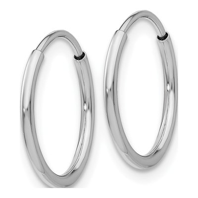 14K White Gold 14mm Endless Tube Hoop Earrings – view 3
