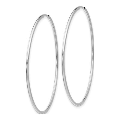 14K White Gold 45mm Endless Tube Hoop Earrings – view 3