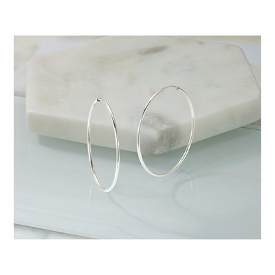 14K White Gold 35mm Endless Tube Hoop Earrings – view 6