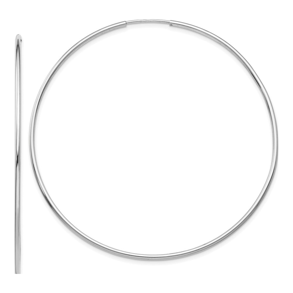 14K White Gold 60mm Endless Tube Hoop Earrings