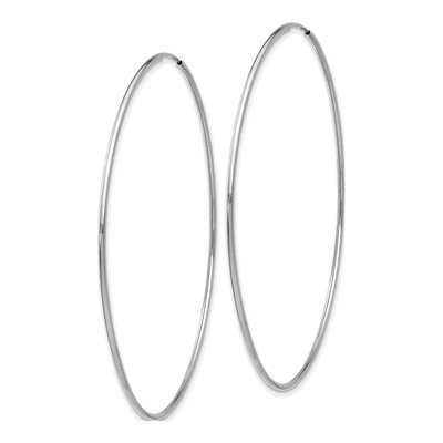 14K White Gold 65mm Endless Tube Hoop Earrings – view 3