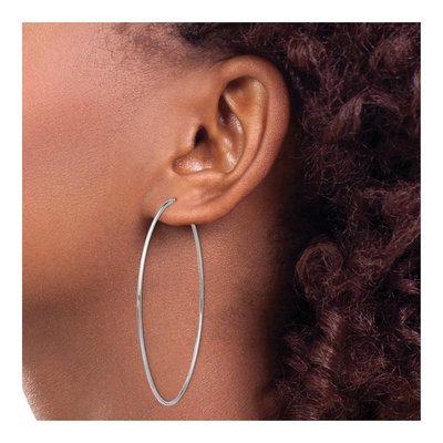 14K White Gold 65mm Endless Tube Hoop Earrings – view 4