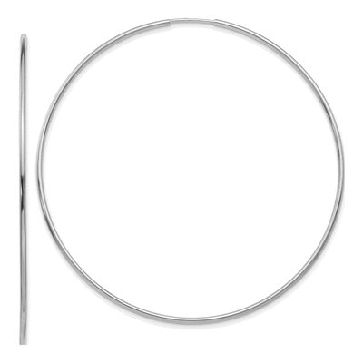 14K White Gold 65mm Endless Tube Hoop Earrings