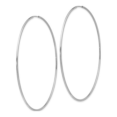 14K White Gold 70mm Endless Tube Hoop Earrings – view 2
