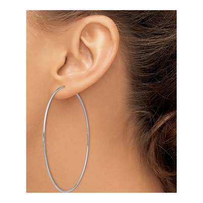 14K White Gold 70mm Endless Tube Hoop Earrings – view 3