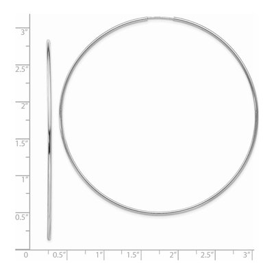 14K White Gold 70mm Endless Tube Hoop Earrings – view 4