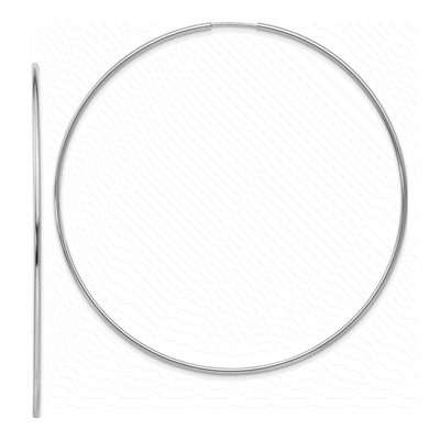 14K White Gold 70mm Endless Tube Hoop Earrings
