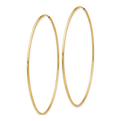 14K Yellow Gold 60mm Endless Tube Hoop Earrings – view 2