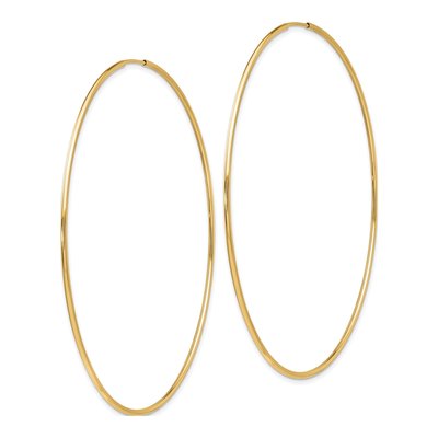 14K Yellow Gold 70mm Endless Tube Hoop Earrings – view 3