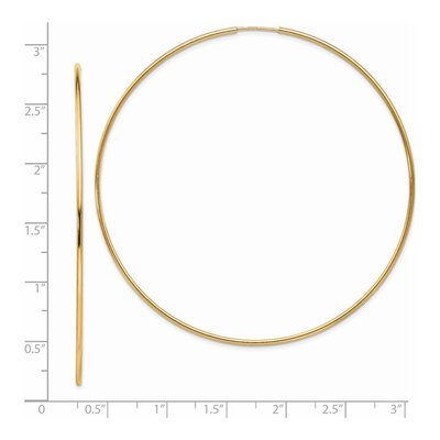 14K Yellow Gold 70mm Endless Tube Hoop Earrings – view 5