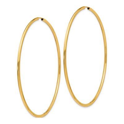 14K Yellow Gold 70mm Endless Tube Hoop Earrings – view 2