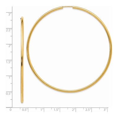14K Yellow Gold 70mm Endless Tube Hoop Earrings – view 4