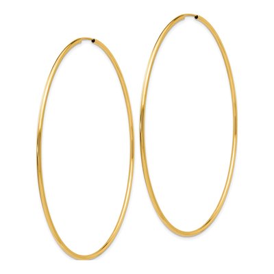 14K Yellow Gold 75mm Endless Tube Hoop Earrings – view 2