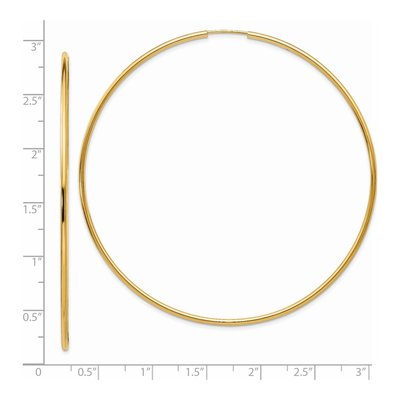 14K Yellow Gold 75mm Endless Tube Hoop Earrings – view 4