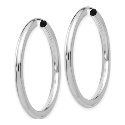 14K White Gold 35mm Endless Tube Hoop Earrings – view 3
