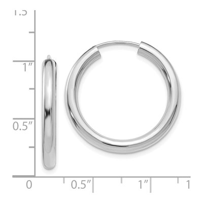 14K White Gold 35mm Endless Tube Hoop Earrings – view 5