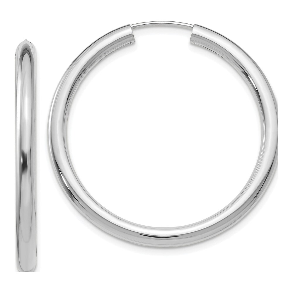 14K White Gold 35mm Endless Tube Hoop Earrings
