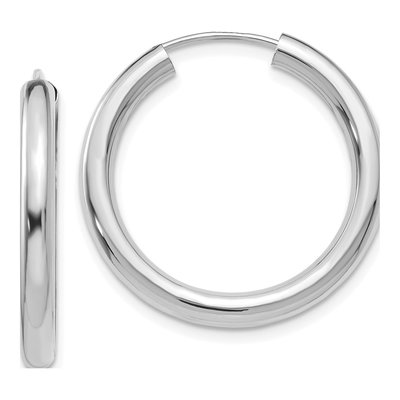 14K White Gold 25mm Endless Tube Hoop Earrings