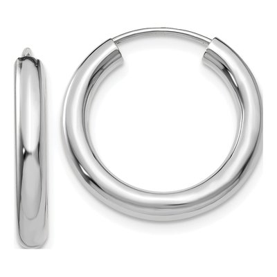 14K White Gold 20mm Endless Tube Hoop Earrings