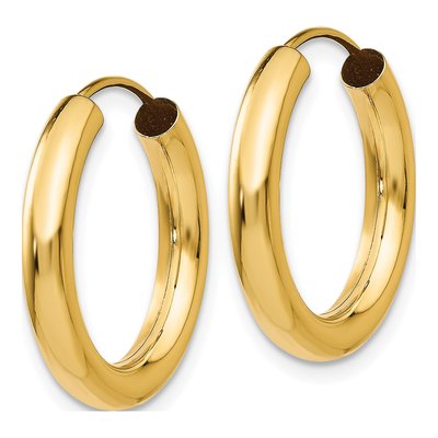 14K Yellow Gold 20mm Endless Tube Hoop Earrings – view 3