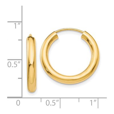 14K Yellow Gold 20mm Endless Tube Hoop Earrings – view 5