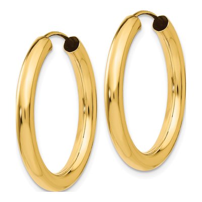 14K Yellow Gold 25mm Endless Tube Hoop Earrings – view 3
