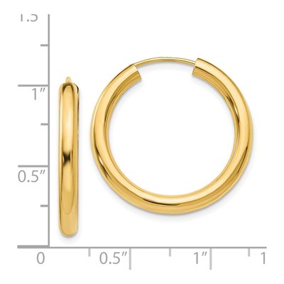 14K Yellow Gold 25mm Endless Tube Hoop Earrings – view 5