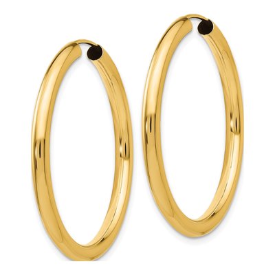 14K Yellow Gold 35mm Endless Tube Hoop Earrings – view 3