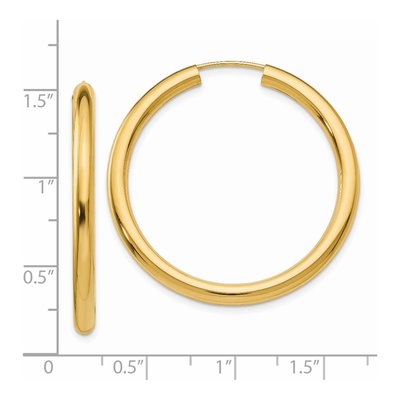14K Yellow Gold 35mm Endless Tube Hoop Earrings – view 5