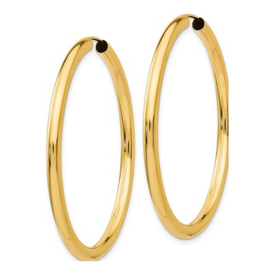 14K Yellow Gold 45mm Endless Tube Hoop Earrings – view 3