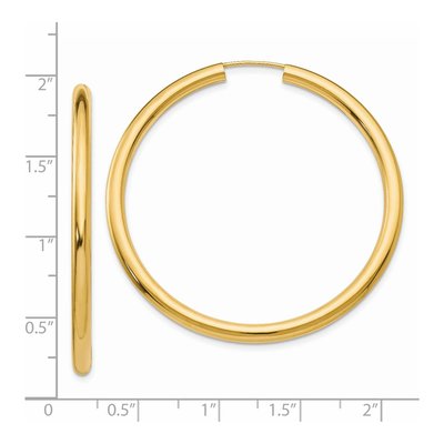 14K Yellow Gold 45mm Endless Tube Hoop Earrings – view 5