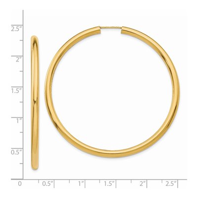 14K Yellow Gold 55mm Endless Tube Hoop Earrings – view 5