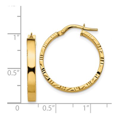 14K Yellow Gold 27mm Diamond-Cut Tube Hoop Earrings – view 4