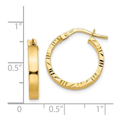 14K Yellow Gold 20mm Diamond-Cut Tube Hoop Earrings – view 4