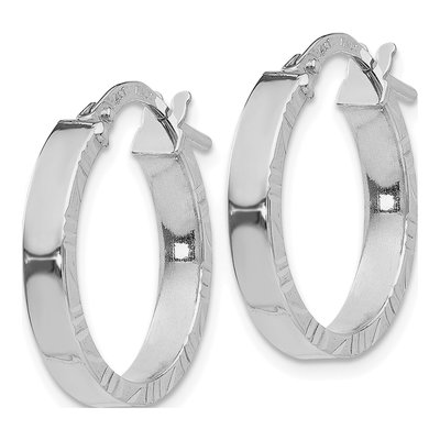 14K White Gold 20mm Diamond-Cut Tube Hoop Earrings – view 3