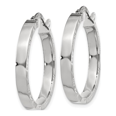 14K White Gold 27mm Diamond-Cut Tube Hoop Earrings – view 3