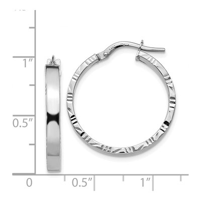 14K White Gold 27mm Diamond-Cut Tube Hoop Earrings – view 5