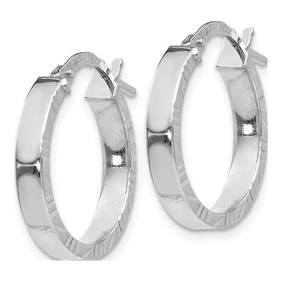 14K White Gold 32mm Diamond-Cut Tube Hoop Earrings – view 3
