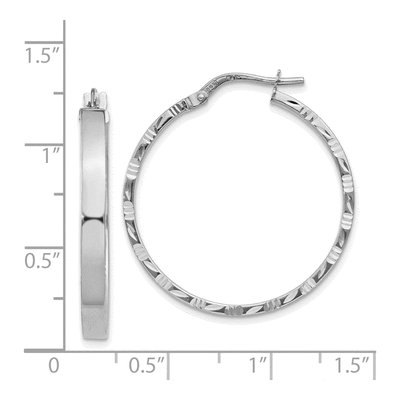 14K White Gold 32mm Diamond-Cut Tube Hoop Earrings – view 5