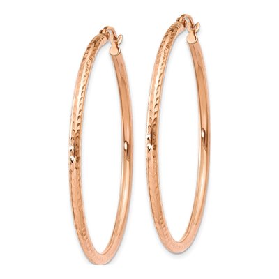 14K Rose Gold 40mm Diamond-Cut Hoop Earrings – view 3