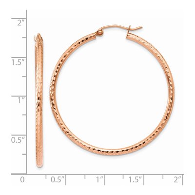 14K Rose Gold 40mm Diamond-Cut Hoop Earrings – view 5