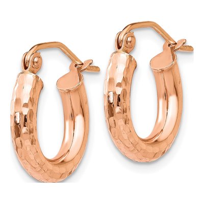 14K Rose Gold 14mm Diamond-Cut Hoop Earrings – view 3