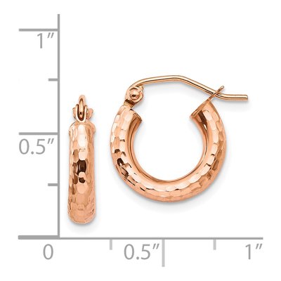 14K Rose Gold 14mm Diamond-Cut Hoop Earrings – view 5