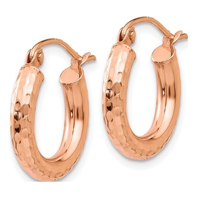 14K Rose Gold 16mm Diamond-Cut Hoop Earrings – view 3