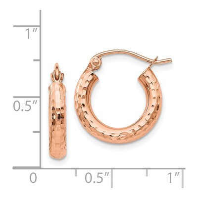 14K Rose Gold 16mm Diamond-Cut Hoop Earrings – view 5