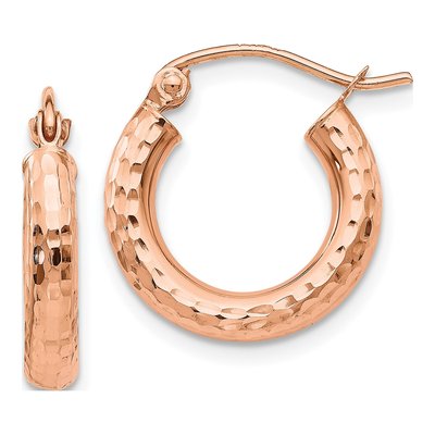 14K Rose Gold 16mm Diamond-Cut Hoop Earrings