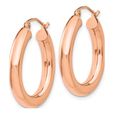 14K Rose Gold 25mm Tube Hoop Earrings – view 3