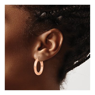 14K Rose Gold 25mm Tube Hoop Earrings – view 4