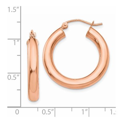 14K Rose Gold 25mm Tube Hoop Earrings – view 5